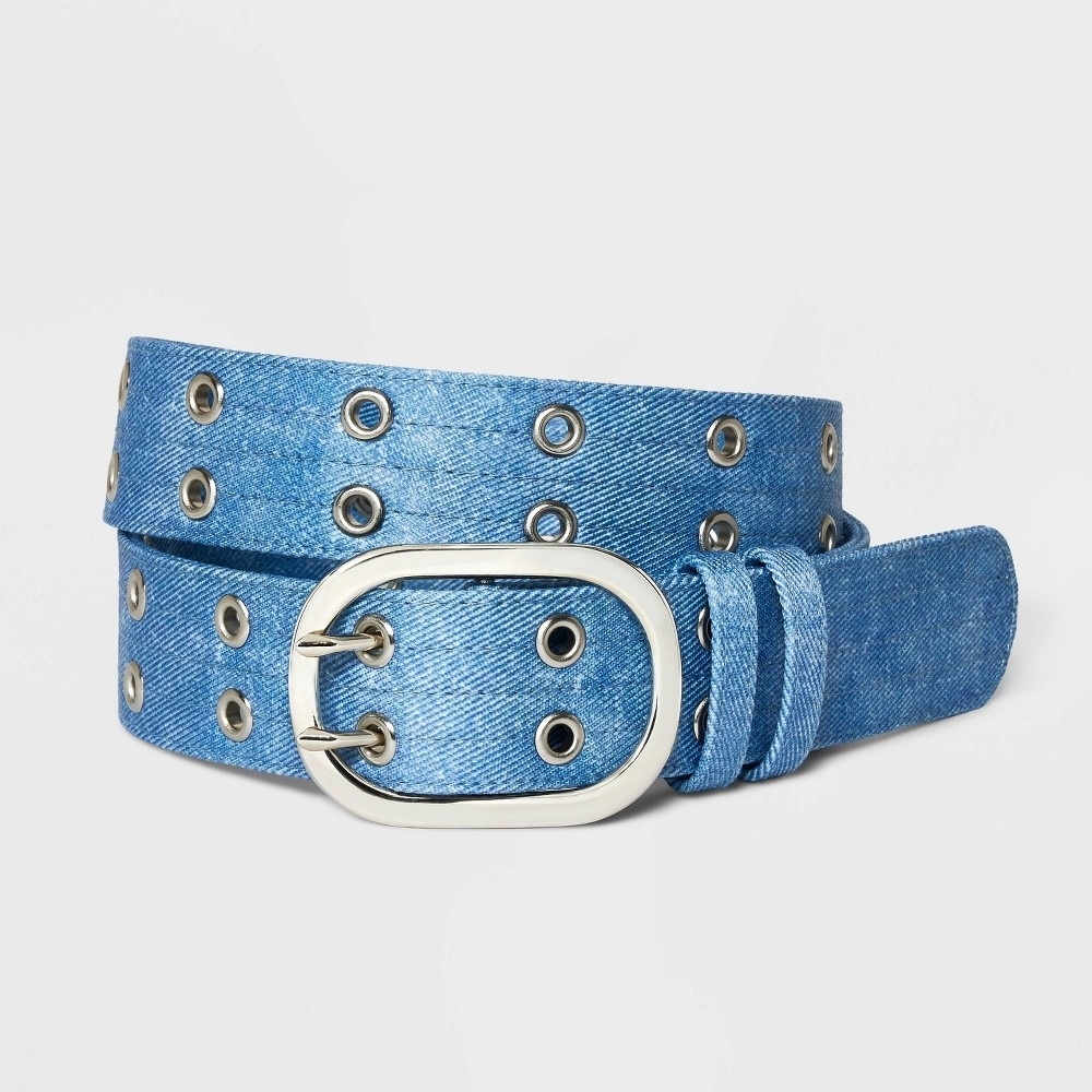 Women's Denim Grommet Belt